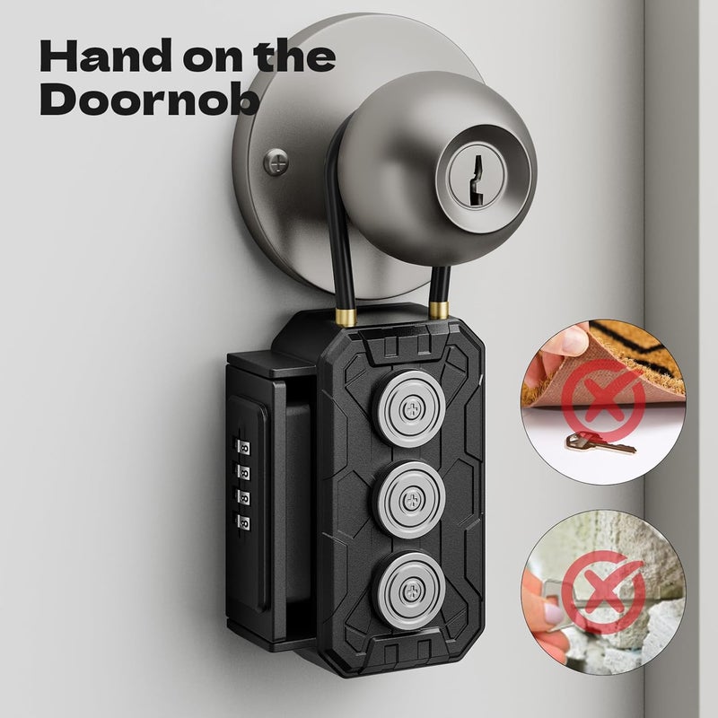 MILADA Magnetic Key Lock Box,Magnetic Key Holder Under car,Key Holder Magnetic,Hide a Key Outside,Waterproof Magnetic Key Hider,4 Combinations & Dual Mounting - Image 4